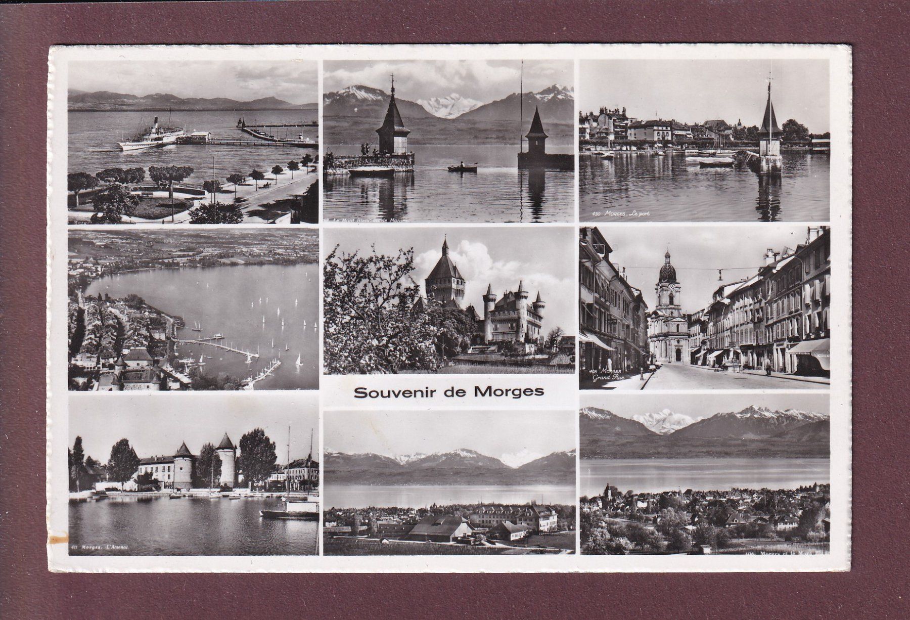 Cartoline postali: Souvenir de MORGES - 9 images - 1955 – Usato da Pully venduto da nicecards