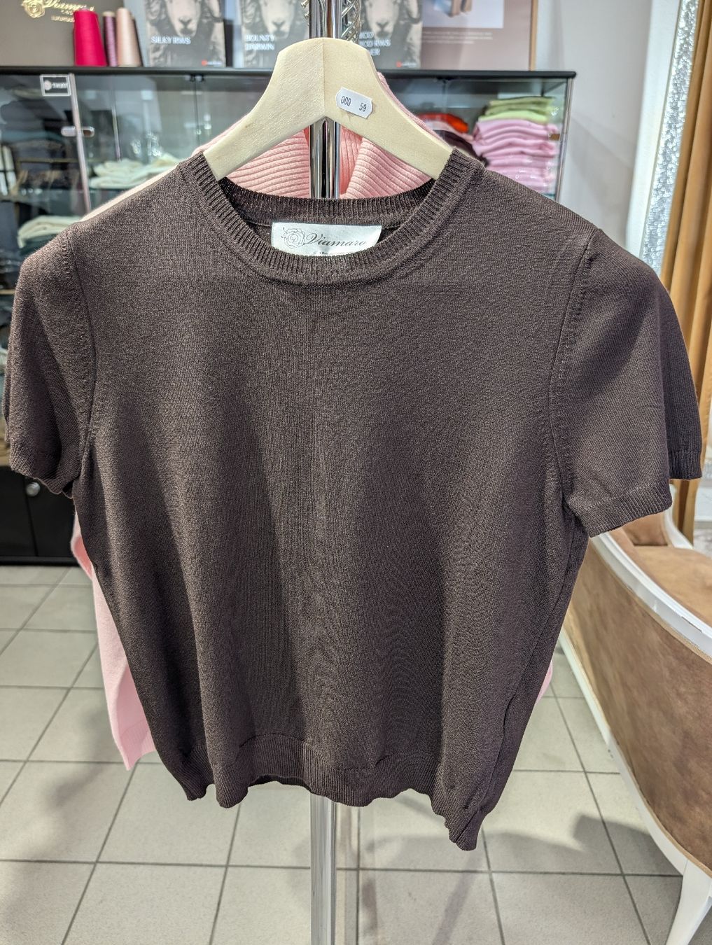 Pullover & Sweatshirts: Strickshirt Kurzarm  Braun  Grösse L  – Neu und originalverpackt aus Bern von DimiBern