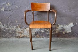 Fauteuil de bureau ancien vintage en bois et métal