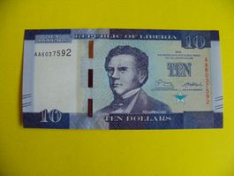Liberia 10 Dollar Note 2016, Unzirkuliert