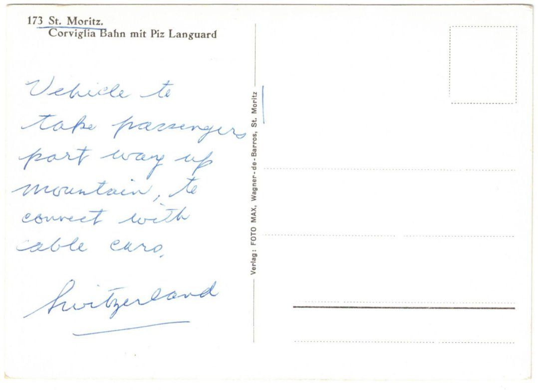 Cartoline postali: St. Moritz mit Standseilbahn Corviglia – Usato da Binningen venduto da Mountainrider 1