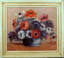 Peinture Pavots Rex de Henseler Öl Leinwand Mohnblumen