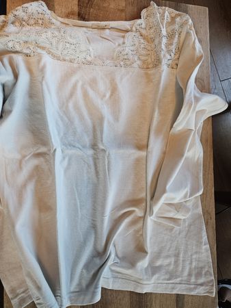 enna Shirt, Grösse 42, Offwhite, mit Spitze