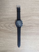 Lederarmband schwarz, black - MoonSwatch - 20mm