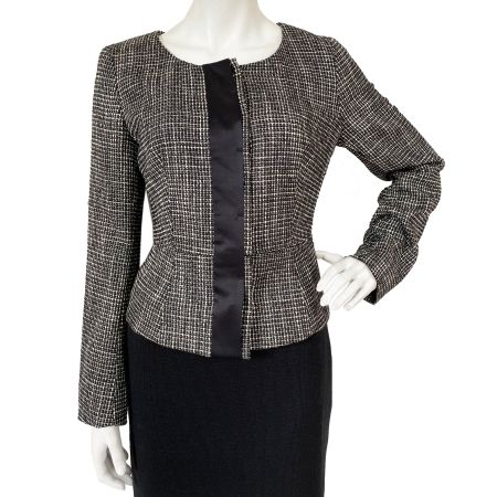 Jacke kurz Gr.36 Tailleurjäckli Max Mara Tweed schwarz-weiss