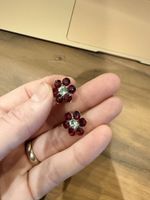 Blumen Ohrstecker, Modeschmuck, neuwertig, rot, Herbst