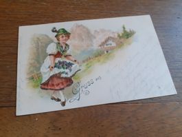 KITSCH - GRUSS aus ... MAEDCHEN in TRACHT - BERN 1901
