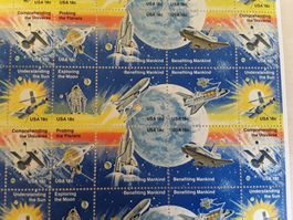 Vintage US Briefmarken Mond Saturn Cassini Shuttle Satellite