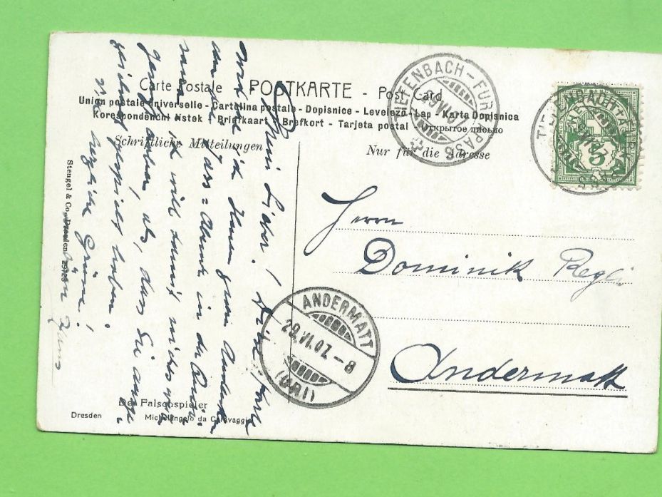 Cartoline postali: Alte Ansichtskarte "Der Falschspieler" um 1900 – Usato da Zürich venduto da t24_de 1