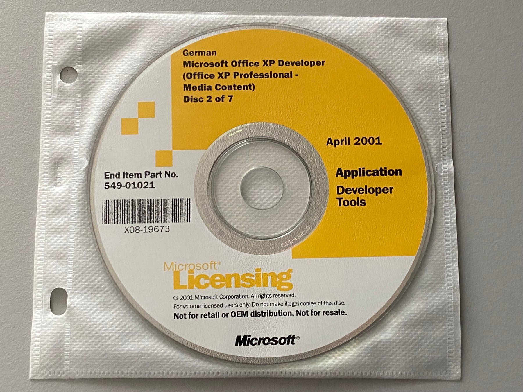 Microsoft Software: Microsoft Office XP Developer Kit - Datenträger – Difettoso da Langwiesen venduto da Restposten-24 3