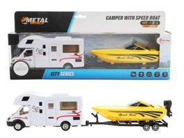 Wohnmobil mit Schnellboot Anh., 35cm, Rückzug, Toi-Toys, neu