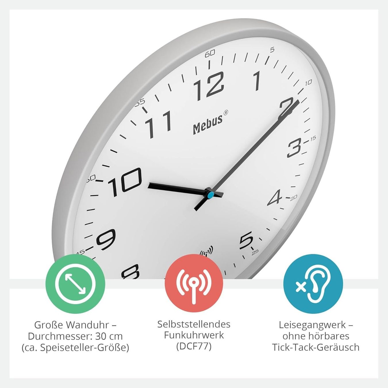 Orologi da terra & Orologi da parete: Funk-Wanduhr, 30 cm, lautlos – Nuovo e nell'imballaggio originale da Nuglar venduto da SaleRitter 2