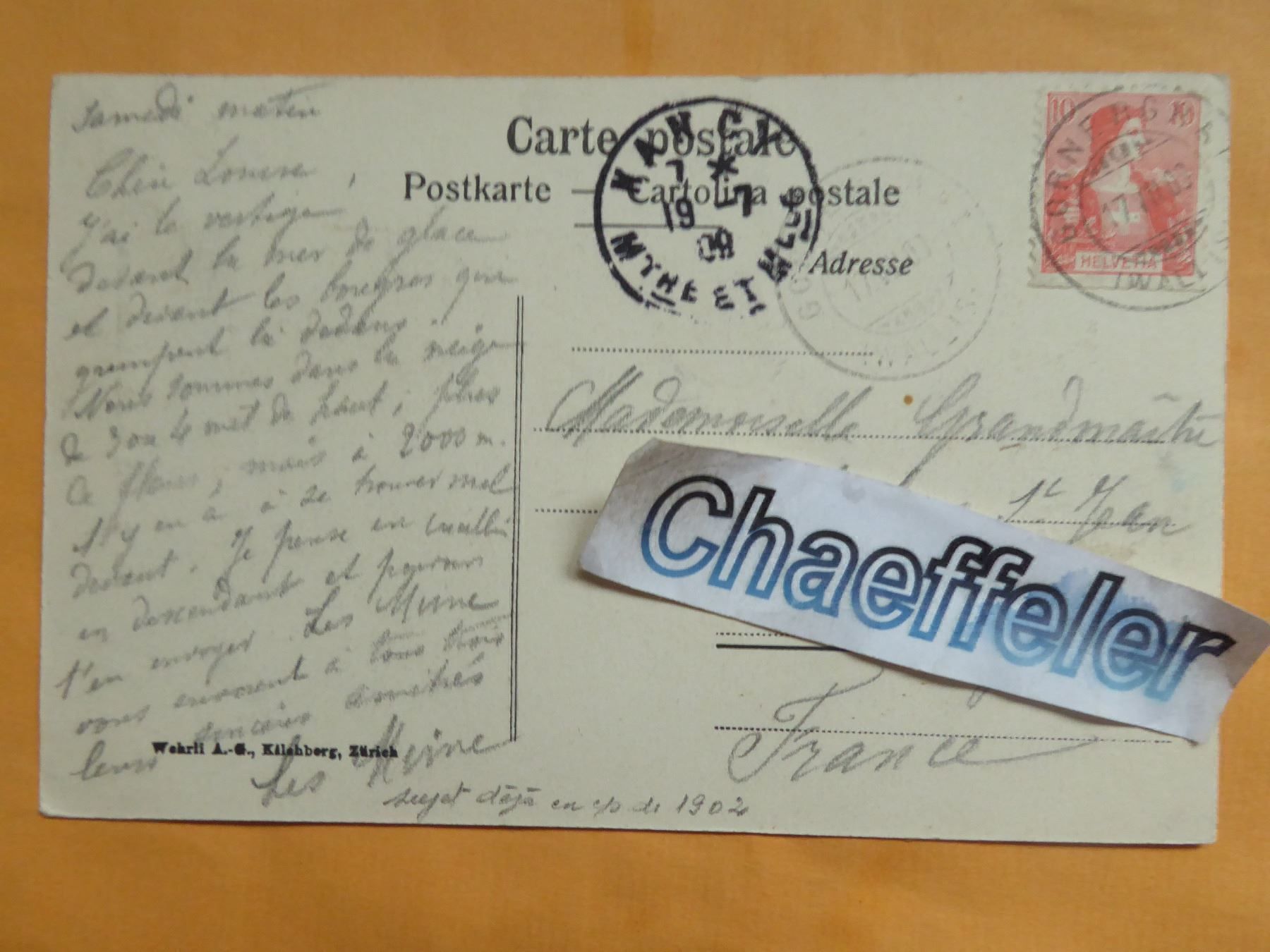 Cartoline postali: 1907 Zermatt und das Matterhorn – Usato da Zürich venduto da Chaeffeler 1