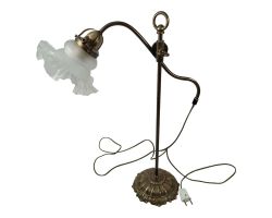 Tischlampe Vintage | Messingoptik mit Glasschirm