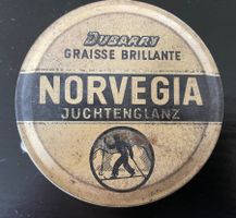 Dose NORVEGIA Runddose beige/blau Büchse selten Sammler Deko