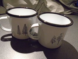 Tassen 2 Stück, weiss /Bäume
