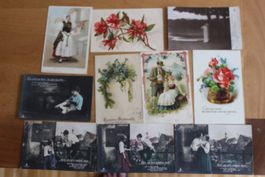 10 Alte Ansichtskarten Konvolut Kitschkarten