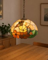 Vintage-Hängelampe aus Glas im Tiffany-Stil, Ø 52 cm