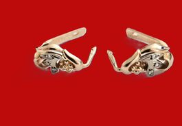 Boucles d'oreilles bicolorée jaune/blanc or 585 diamant