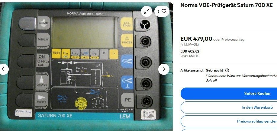Messen: Lem Norma VDE-Prüfgerät Saturn 700XE + Memobox 800 – Defekt aus Collonges von arashee 6