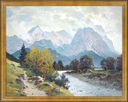 Josef Süssmeier (1879 - 1971): Loisach, Garmisch, Waxenstein