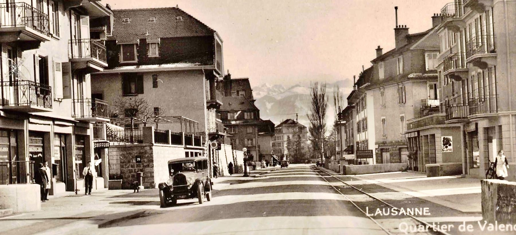 Cartoline postali: LAUSANNE - Quartier de VALENCY ca. 1935 (VD) – Usato da Oberdorf BL venduto da Hopfehuepfer 1