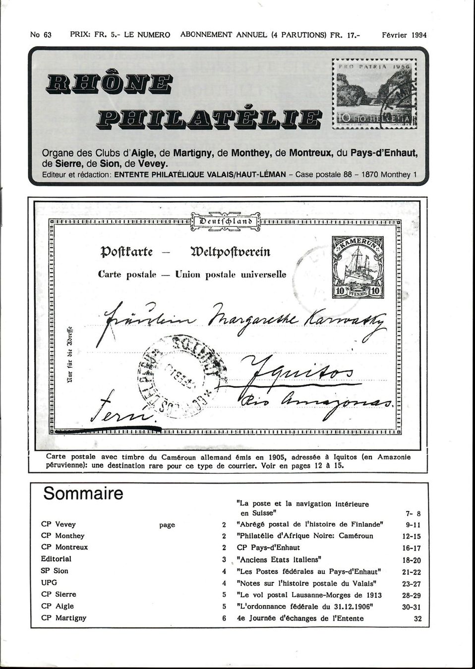 Alle Briefmarken: Rhône Philatélie – Gebraucht aus Villars-Burquin von Rodjeurs