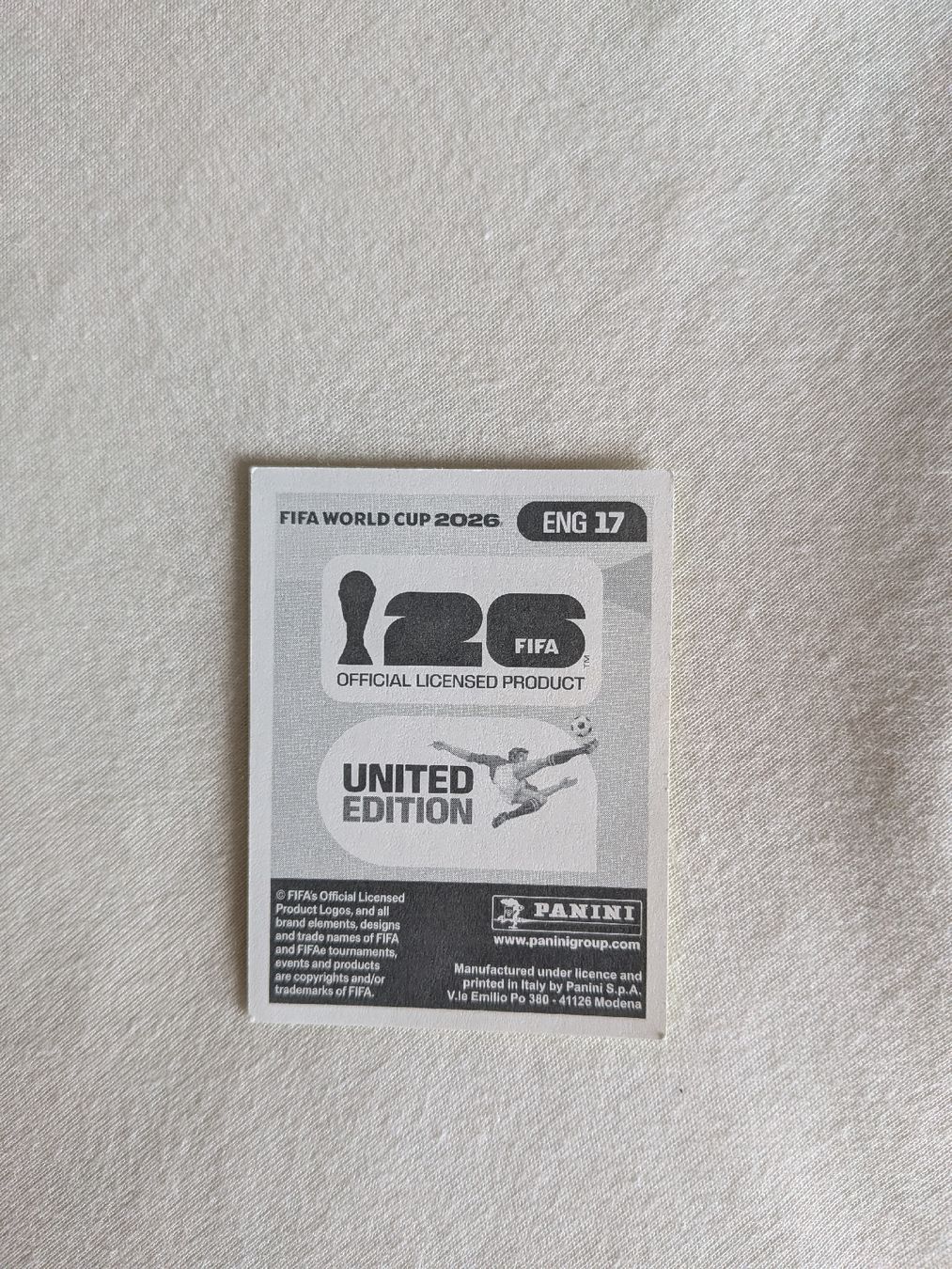 Panini Sammelbilder & Trading cards: Panini Bild ENG 17 – Neu (gemäss Beschreibung) aus Eschenbach SG von SanFranciscoCalifornia 1