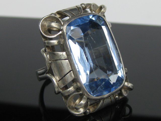 Ringe: Art Deco Ring Silber geprüft blauer Stein antik Gr. 55 – Gebraucht aus Ermatingen von prior_time 5