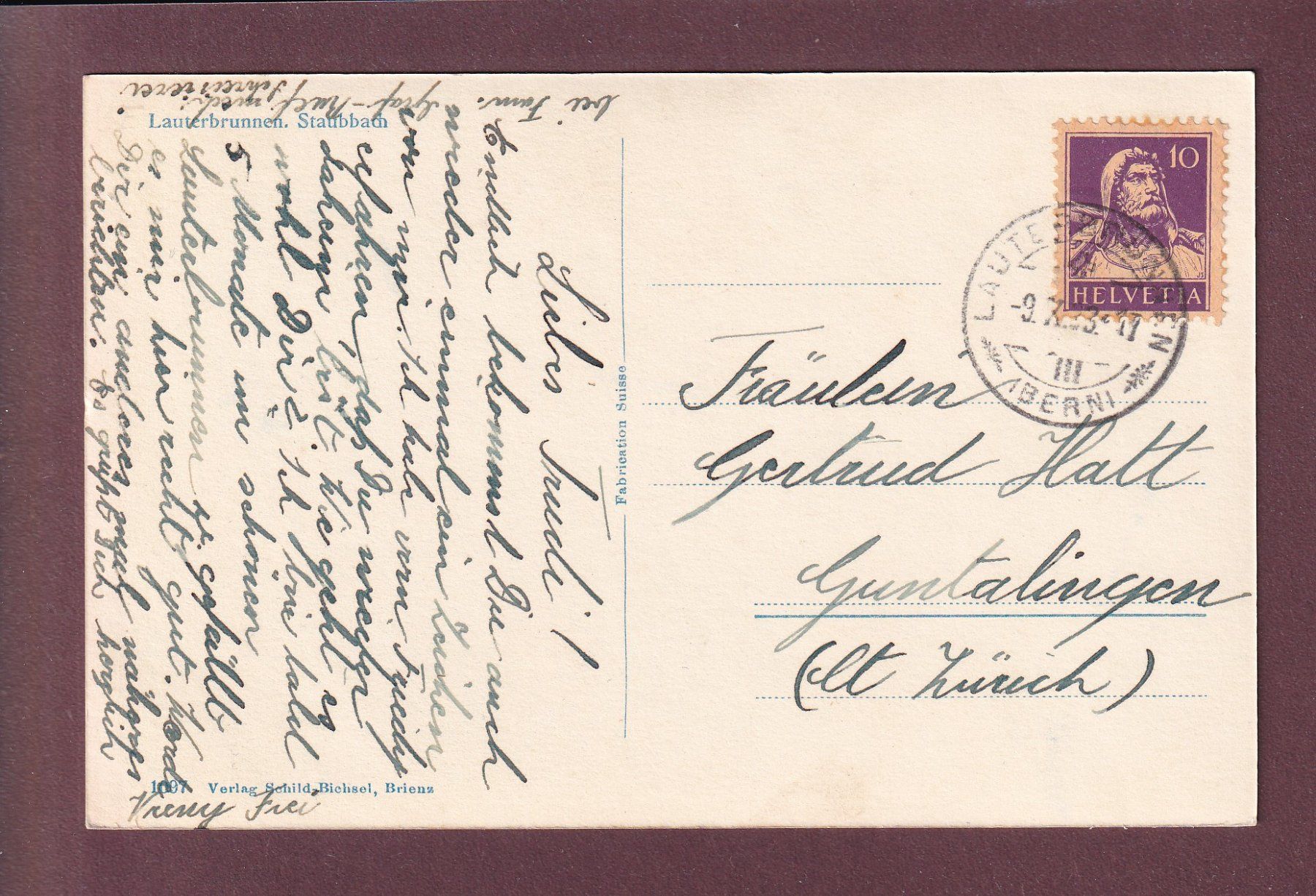 Cartes postales: LAUTERBRUNNEN - Staubbach - 1933 – D'occasion à Pully par nicecards 1