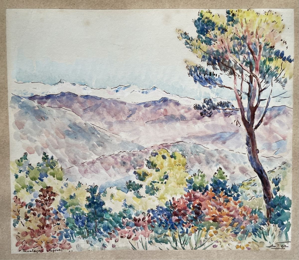 Gemälde: E. Fer aquarelle Montagne niçoise – Gebraucht aus Biel/Bienne von Galaq