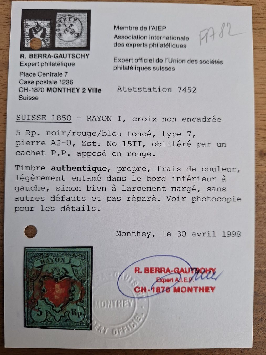 Tutti i francobolli: Rayon 15II Typ 7 A2 - U mit Attest – Usato da Balgach venduto da SIMEON27 2