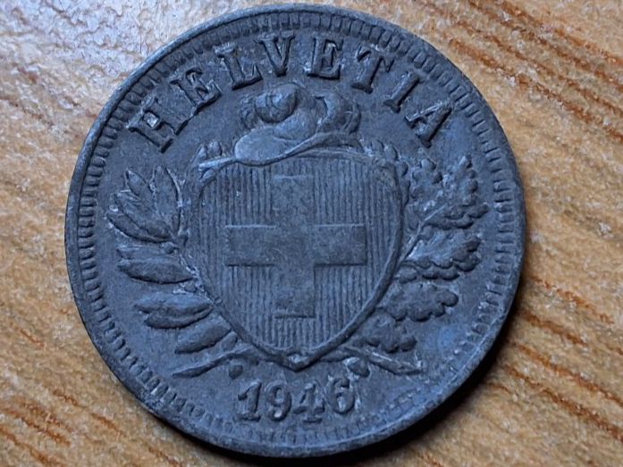 Tutti le monete: 2 Rappen 1946 - Zink - Selten! – Usato da Münchenstein venduto da purbach1 6