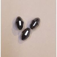 3 Swarovski grains de riz, 9mm, Hématite / Swarovskiperlen