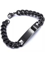 HERRENARMBAND EDELSTAHL PANZERARMBAND SCHWARZ GRAVURPLATTE