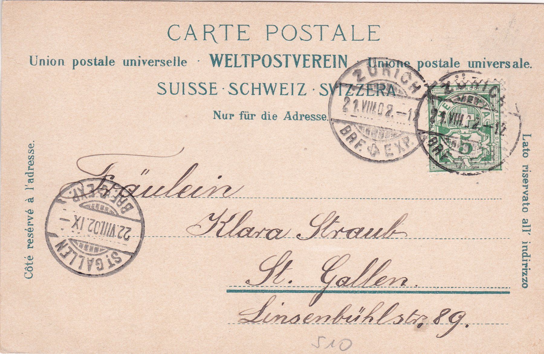 Cartoline postali: Haus am Brienzersee 1902 – Usato da Herisau venduto da Lisegrat2008 1