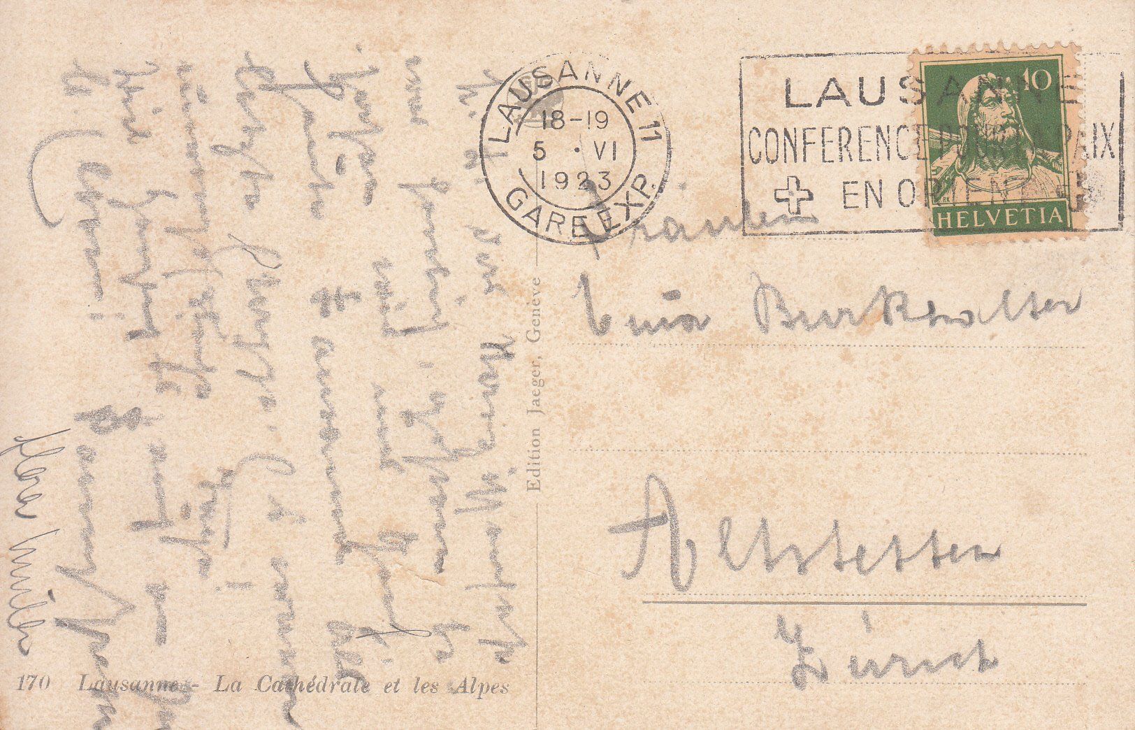 Cartoline postali: Lausanne 1923 – Usato da Bürglen TG venduto da StampGraf 1