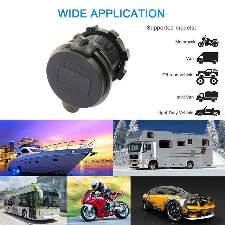 Wasserdichte Dual-USB-Auto-Ladegerät-Buchse, 12V / 24V USB-Ladebuchse Panel,  Für Motorräder, Boote, Lastwagen (2 Stück)