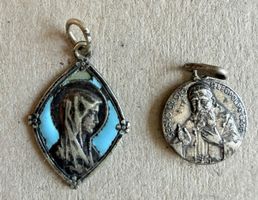 🟡antik religiös Anhänger Junfrau Maria und Heiliger Leopold