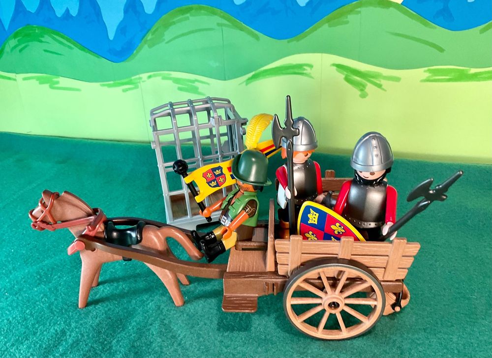 Playmobil Ritter Gefängniswagen Gefängnis Kutsche Fuhrwerk (Gebraucht ...