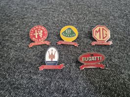 5 Anstecknadeln Alfa Romeo Lotus MG Maserati Bugatti