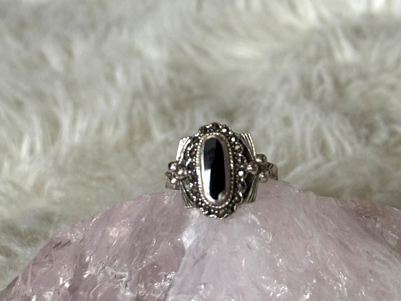 Anelli: Vintage Silberring 925 mit schwarzem Stein – Usato da Istighofen venduto da Ringparadies