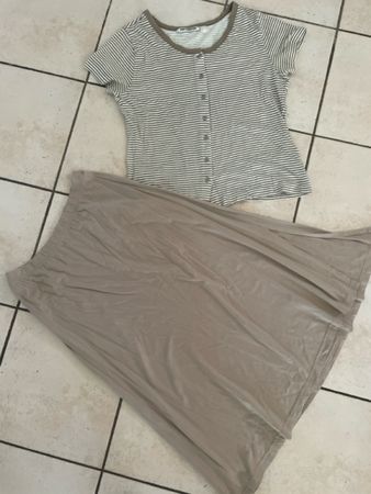 Ann Christine Sommer Set, Grösse 42, Top und Rock, Beige