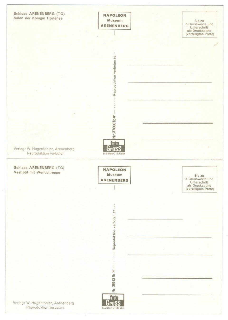 Cartoline postali: 2 AK Schloss Arenenberg – Usato da Zürich venduto da Tolima194 1