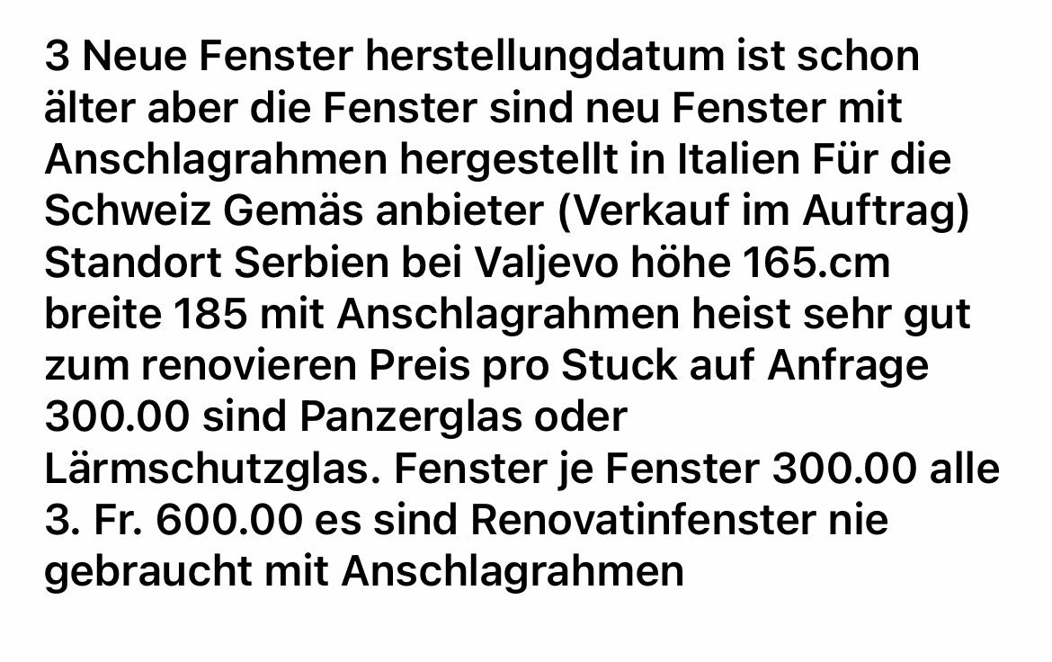 Finestre: Fenster in Serbien 3 Stuck – Nuovo (secondo la descrizione) da Frauenfeld venduto da faros52 2