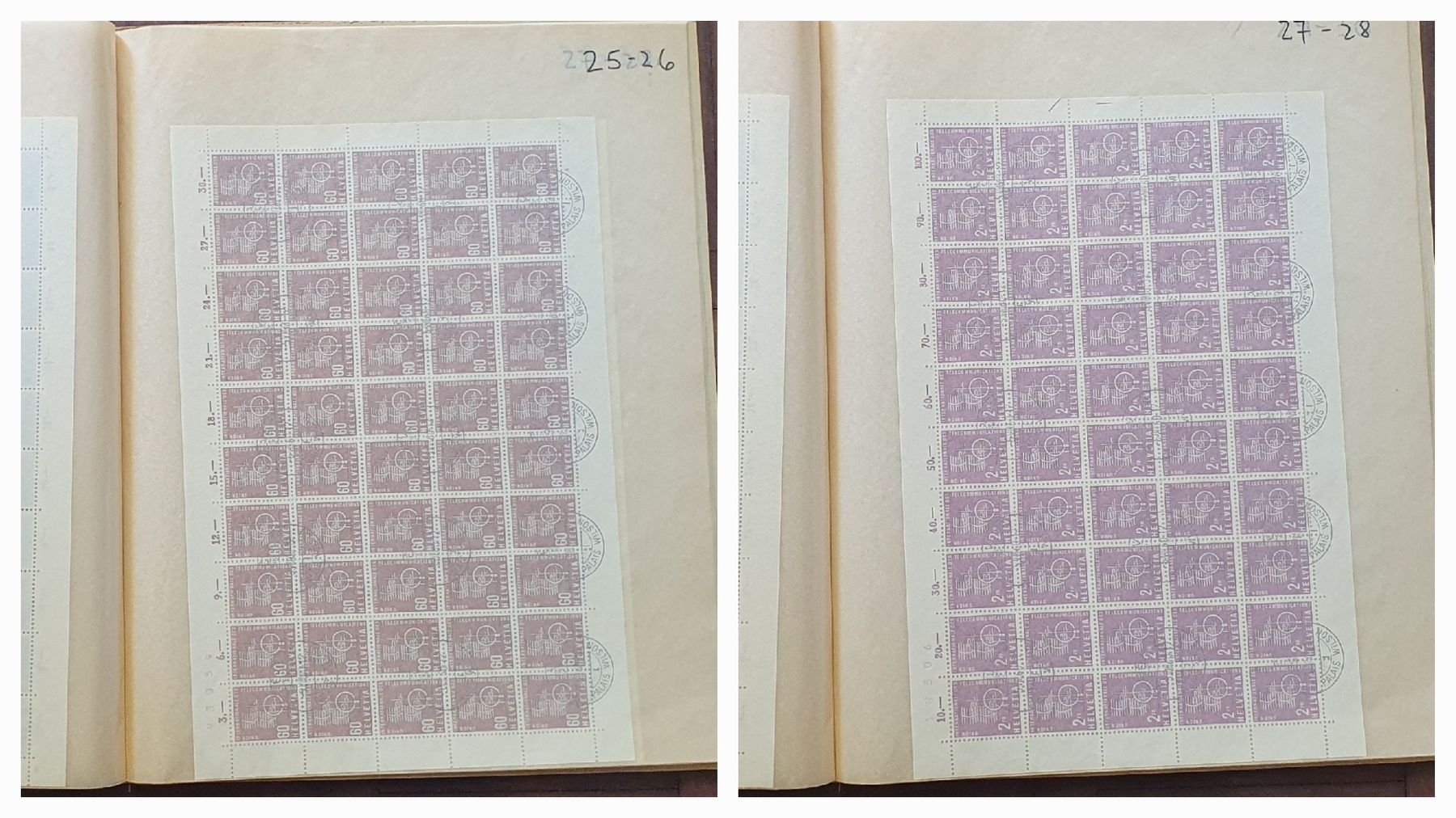 Alle Briefmarken: 20 ganze verschiedene Bogen  Ämter – Gebraucht aus Kreuzlingen von Rschweiz1 9