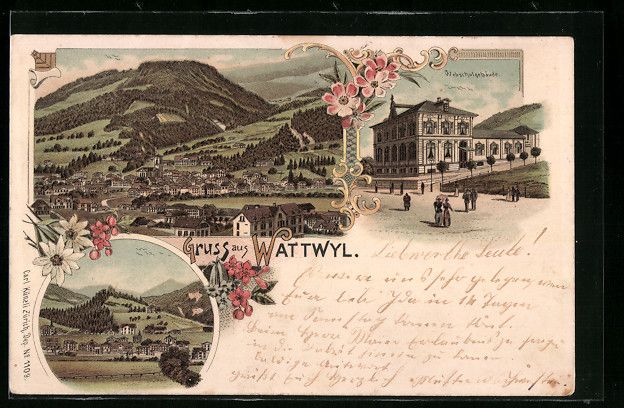 Cartoline postali: Litho Wattwyl, Gesamtansicht, Webschulge – Usato da Berlin venduto da bartko-reher