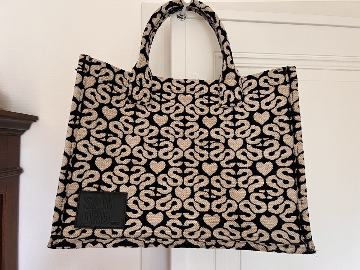 Sandro Borse da donna: Sandro Shopper Tasche schwarz beige Muster gebraucht – Usato da Genève venduto da tapochki 8