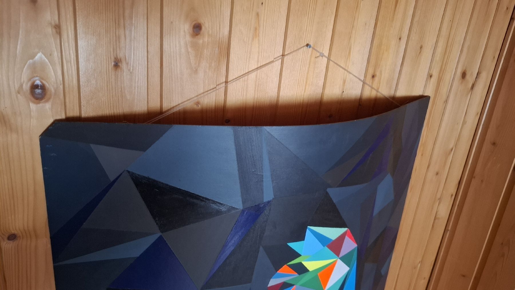 Gemälde: Gemälde Katze Geometrisch bunt  – Gebraucht aus Ebnat-Kappel von Aibur 4