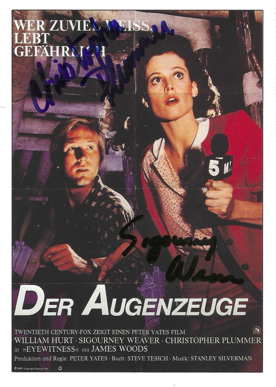 Autographes: WEAVER / PLUMMER original Autogramm auf Posterkarte – D'occasion à Guntershausen par sign4me